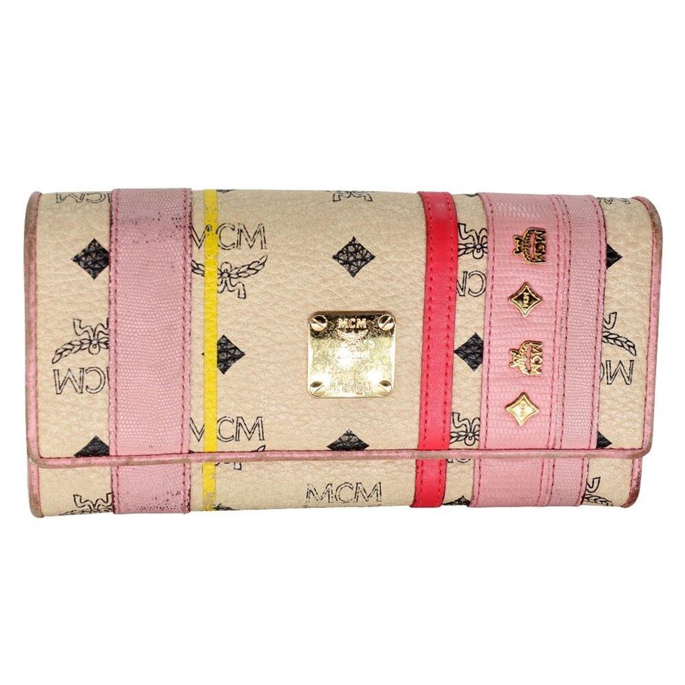 MCM Visetos Monogram Long Pink Gold Hardware Wallet MM-W1005P-A006